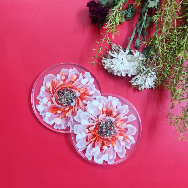 Floral Design Resin Coaster Set Of 2